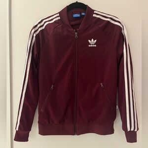 Adidas Originals Supergirl Track Jacket Trefoil Logo Burgundy Women's Small